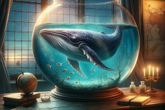 金魚鉢の中を泳ぐクジラ